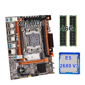 KEYIYOU X99H D4 LGA 2011-3 Материнская плата XEON X99H D4 С процессором Intel XEON E5 2680 V3 с 2 *8 ГБ DDR4 ECC REG Memory Combo Kit Set NVME