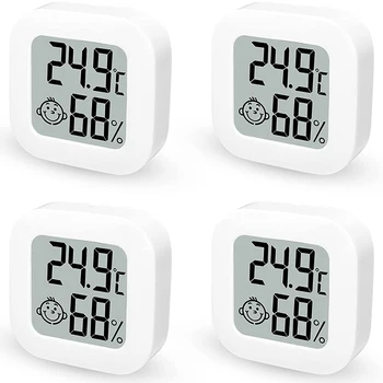 Комплект из 4 цифровых гигрометров, комнатного термометра с датчиком температуры и влажности.
