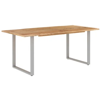 Обеденный стол в индустриальном и деревенском стилях180 см / 160 см /110 см из массива акации и ножек Цвет: серебристый