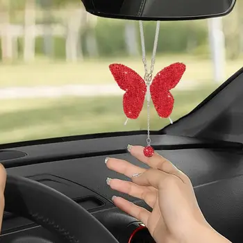 Уникальный автомобильный аксессуар с дизайном в виде бабочки, элегантная подвеска в виде искусственной бабочки для автомобиля, домашний декор, сверкающее зеркало заднего вида для автомобиля
